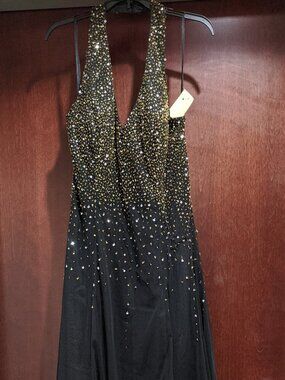 Cassandra Stone II 9002 by Mac Duggal Size 14 Black Prom Dress